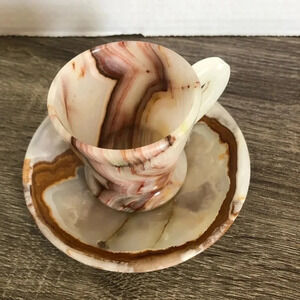 Vtg Banded Onyx Teacup  with Saucer